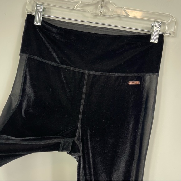 Sweaty Betty Velvet High Waisted Rise Leggings Side Stipe Velour Pants Black S - Picture 9 of 16